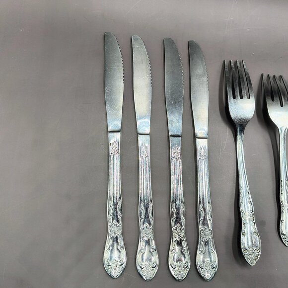 Oneida Oneidacraft 10 Piece Venus Stainless Steel Flatware Glossy Floral - Picture 5 of 11